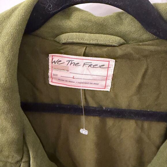 Free People L XL Rebel oversized moto jacket Olive Sparrow Green - Picture 7 of 7